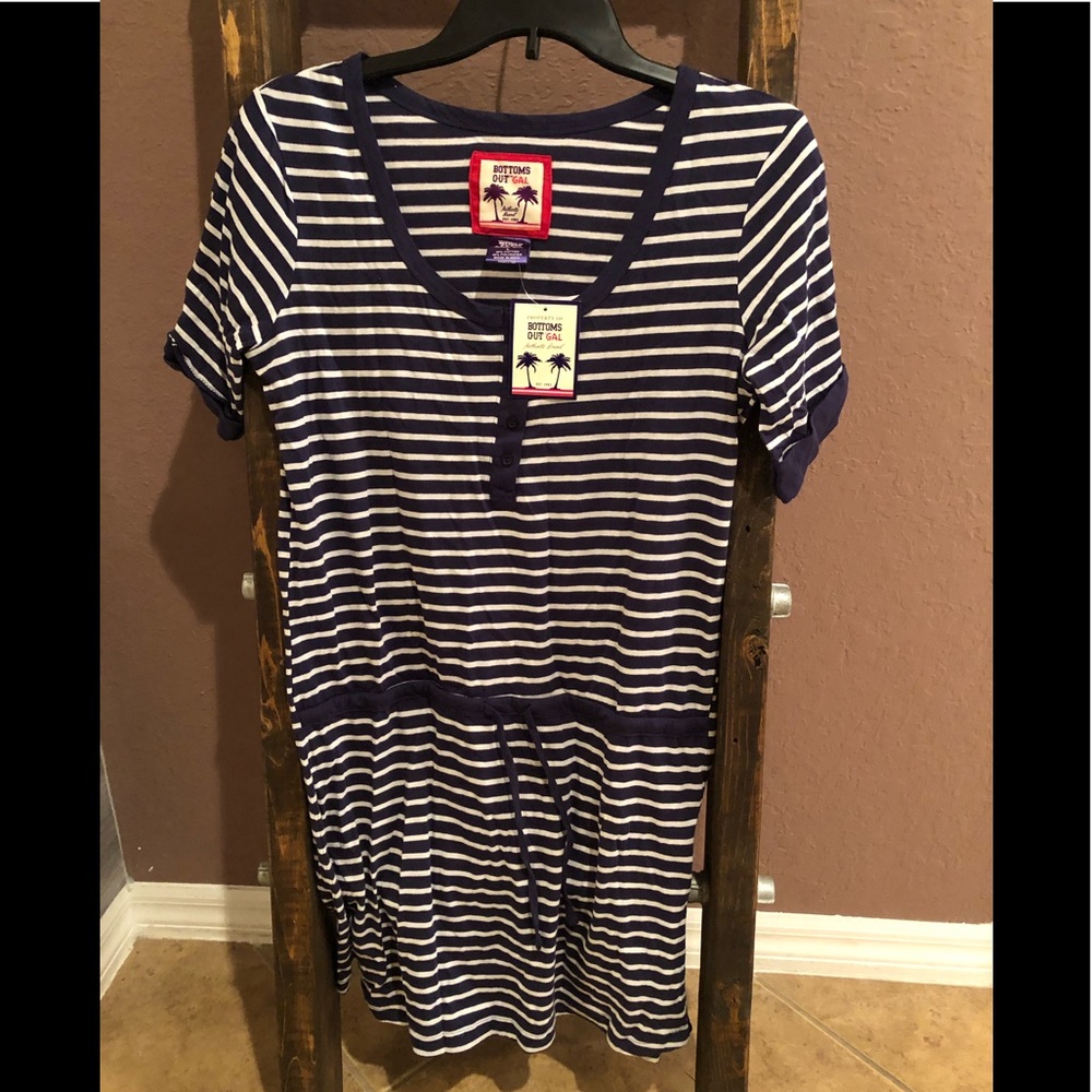 Navy Blue Striped Dress  New
